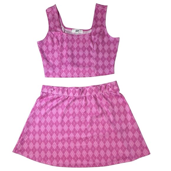 Madden NYC Women’s Crop Top & Skirt Set Size XXL Pink Sleeveless 2 Piece Outfit - Picture 1 of 9